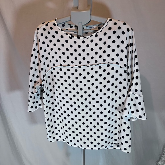 Bar III Black and White Polka Dot Blouse - Picture 1 of 4